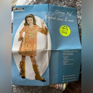 PMG GROOVY KID HIPPIE 70'S CHILD HALLOWEEN COSTUME GIRLS SIZE LARGE 10/12